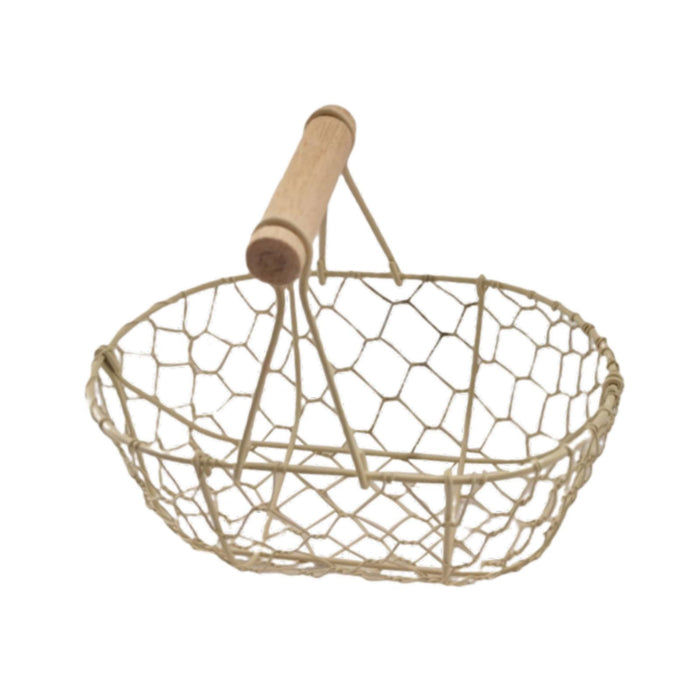 Crofta Wire Egg Basket Retro Rustic Iron Storage Basket for Farmhouse Tabletop Home White