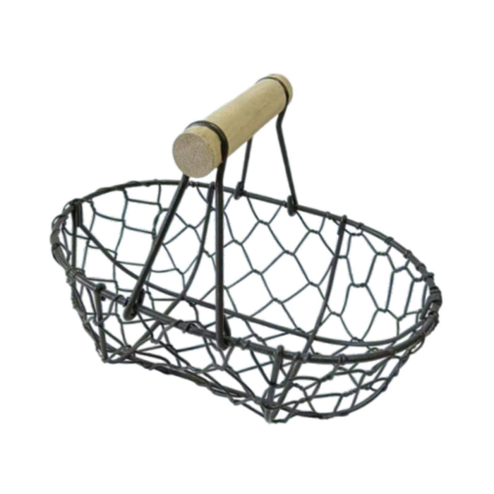 Crofta Wire Egg Basket Retro Rustic Iron Storage Basket for Farmhouse Tabletop Home Black