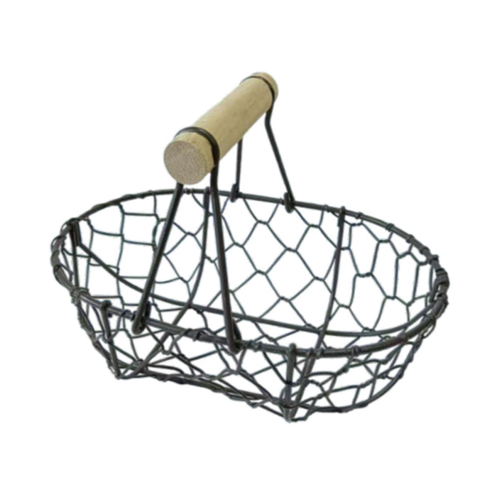 Crofta Wire Egg Basket Retro Rustic Iron Storage Basket for Farmhouse Tabletop Home Black