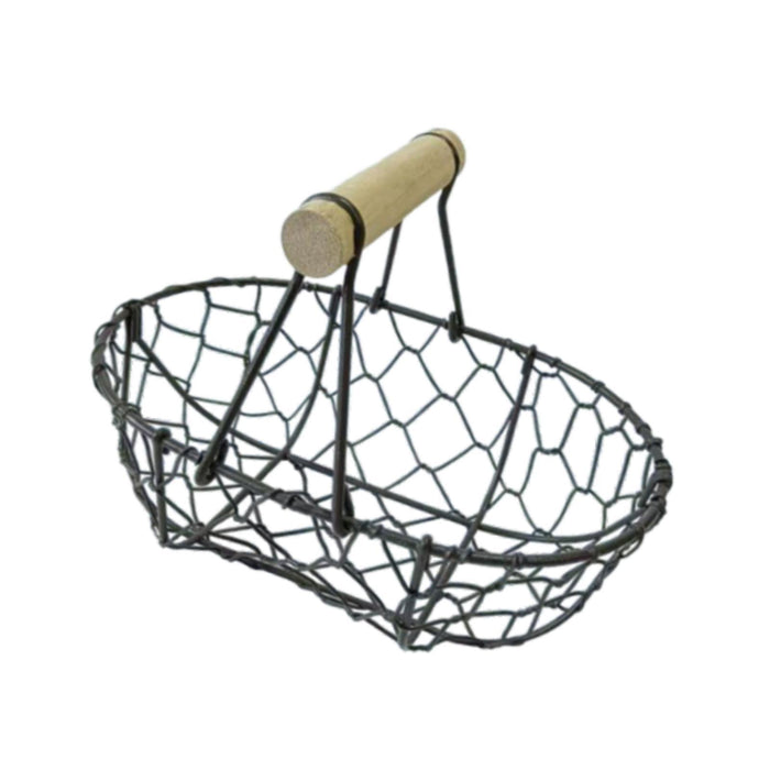 Crofta Wire Egg Basket Retro Rustic Iron Storage Basket for Farmhouse Tabletop Home Black