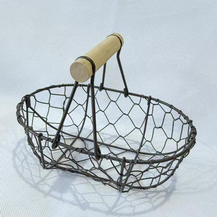 Crofta Wire Egg Basket Retro Rustic Iron Storage Basket for Farmhouse Tabletop Home Coffee