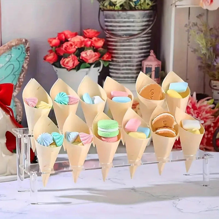 Crofta Ice Cream Cone Holder 12 Cavity Snack Tray for Restaurant Buffet Anniversary