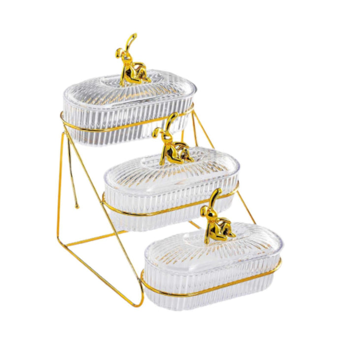 Crofta Dried Fruits Tray with Lid Food Storage Tray for Appetizer Dried Fruits Home 3 Tier