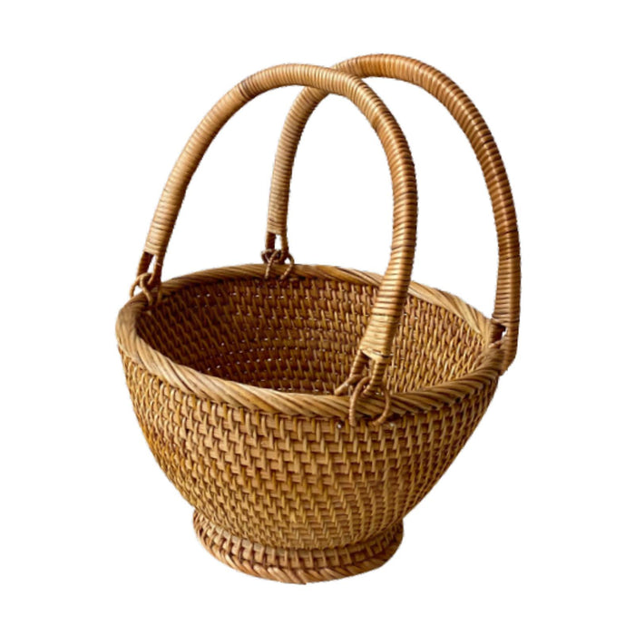 Crofta Rattan Picnic Basket Serving Basket Woven Basket for Wedding Gathering Bread