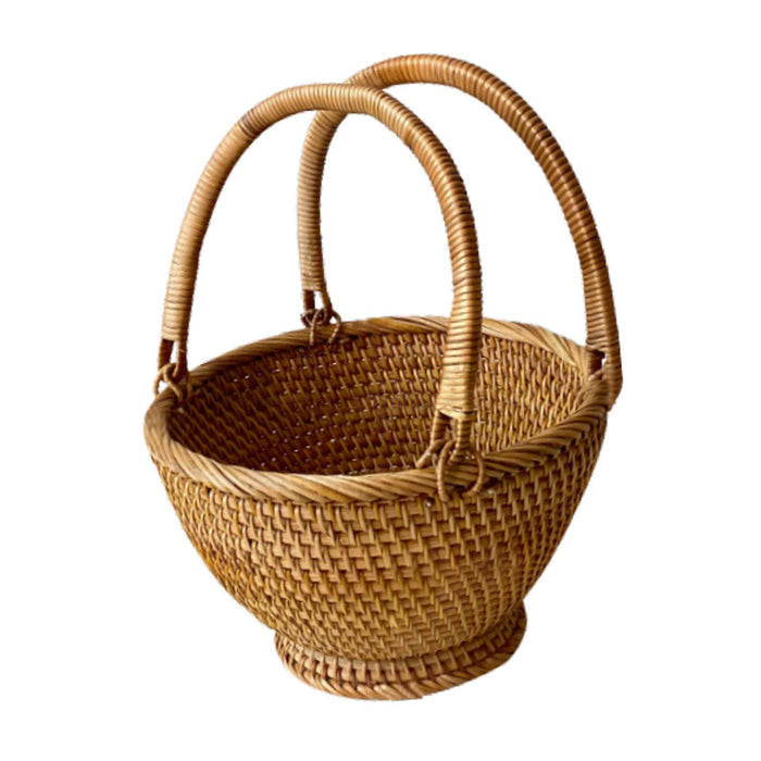 Crofta Rattan Picnic Basket Serving Basket Woven Basket for Wedding Gathering Bread