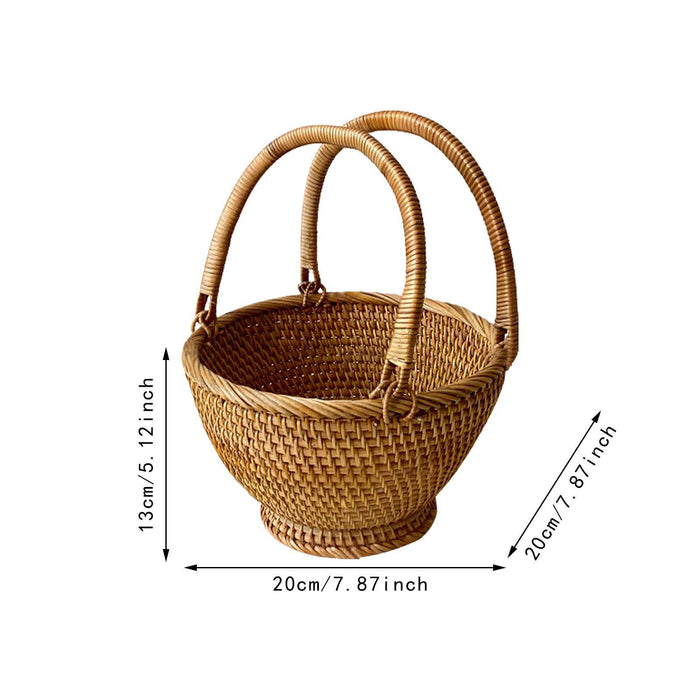 Crofta Rattan Picnic Basket Serving Basket Woven Basket for Wedding Gathering Bread