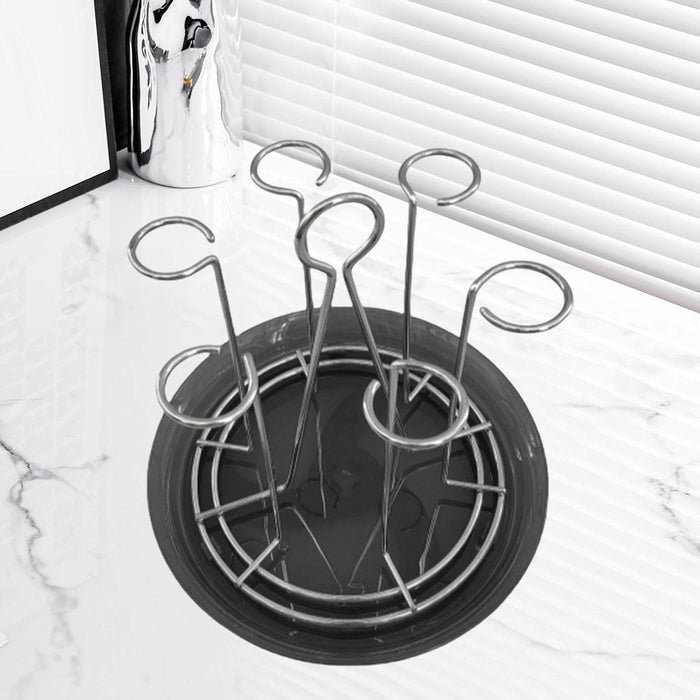 Crofta Cup Drying Holder with Drain Tray Bottle Drying Rack for Home Kitchen Office A Argent