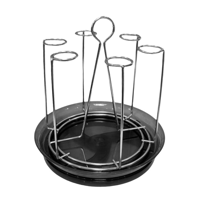 Crofta Cup Drying Holder with Drain Tray Bottle Drying Rack for Home Kitchen Office B Argent