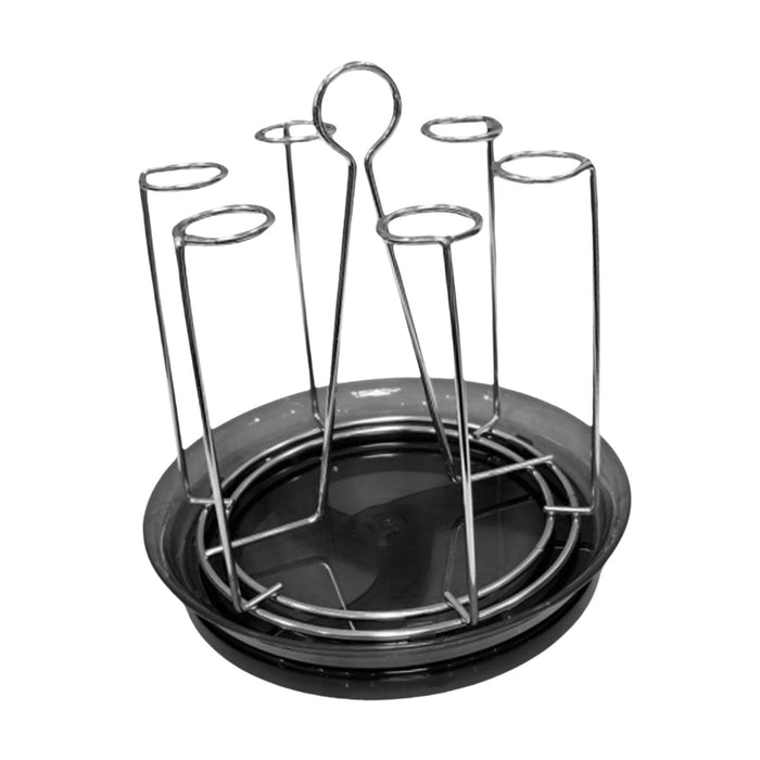 Crofta Cup Drying Holder with Drain Tray Bottle Drying Rack for Home Kitchen Office B Argent