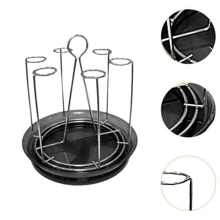 Crofta Cup Drying Holder with Drain Tray Bottle Drying Rack for Home Kitchen Office B Argent