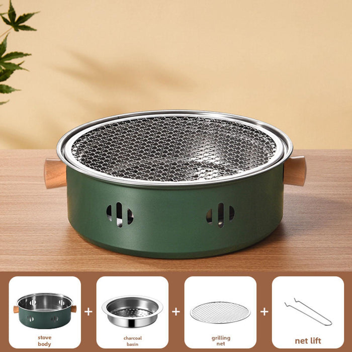 Crofta Barbecue Stoves Multipurpose Outdoor Grill Stoves for Outdoor Cooking Garden Green Wooden Hand