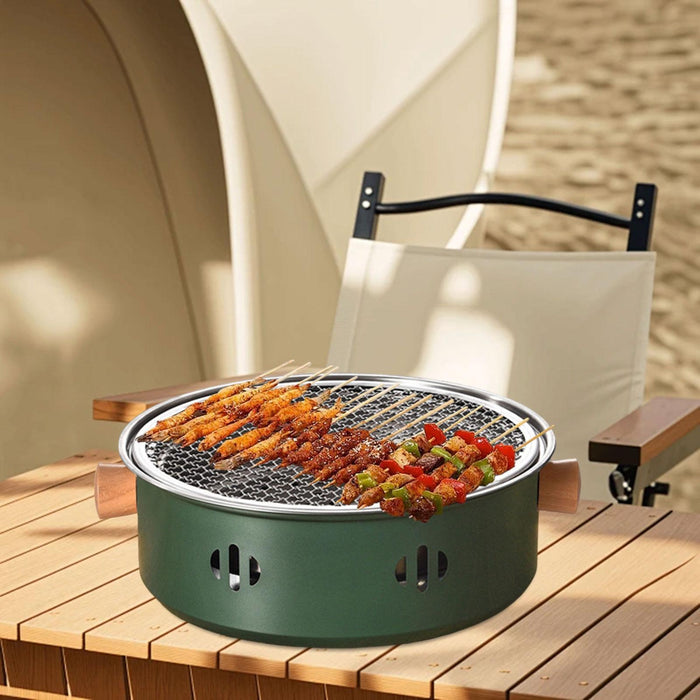 Crofta Barbecue Stoves Multipurpose Outdoor Grill Stoves for Outdoor Cooking Garden Green Wooden Hand