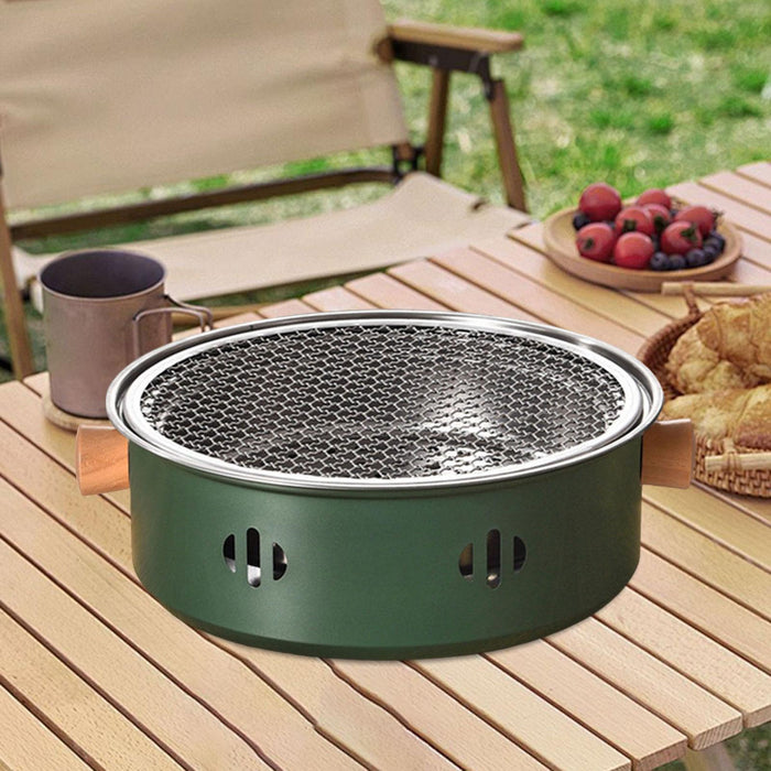 Crofta Barbecue Stoves Multipurpose Outdoor Grill Stoves for Outdoor Cooking Garden Green Wooden Hand