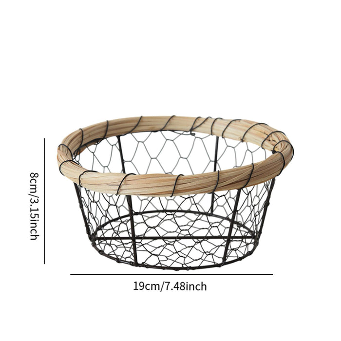 Crofta Iron Wire Woven Basket Fruit Holder for Dining Table Cabinet Kitchen Counter 19cmx8cm