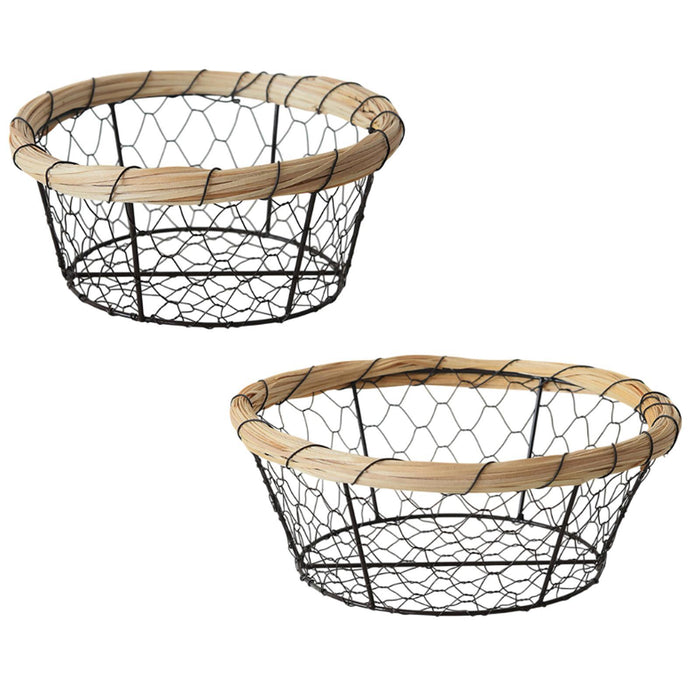 Crofta Iron Wire Woven Basket Fruit Holder for Dining Table Cabinet Kitchen Counter 19cmx8cm