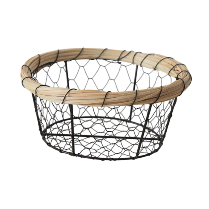 Crofta Iron Wire Woven Basket Fruit Holder for Dining Table Cabinet Kitchen Counter 19cmx8cm