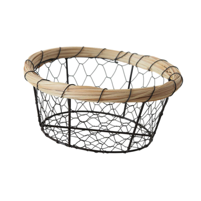 Crofta Iron Wire Woven Basket Fruit Holder for Dining Table Cabinet Kitchen Counter 19cmx8cm