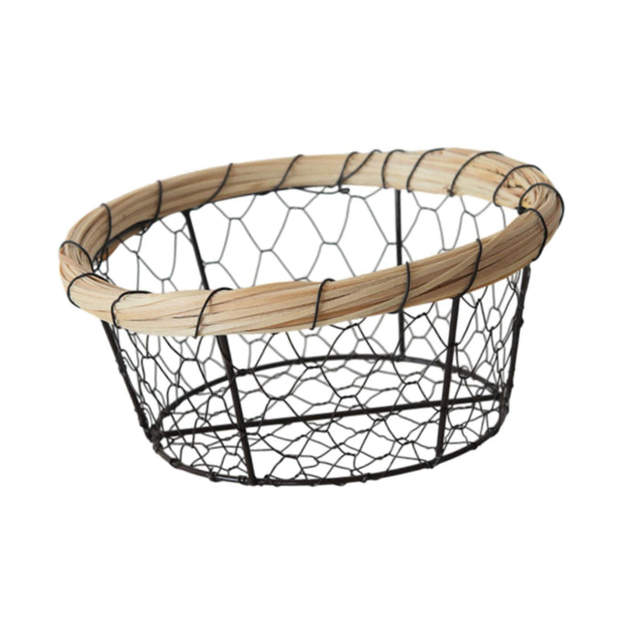 Crofta Iron Wire Woven Basket Fruit Holder for Dining Table Cabinet Kitchen Counter 19cmx8cm