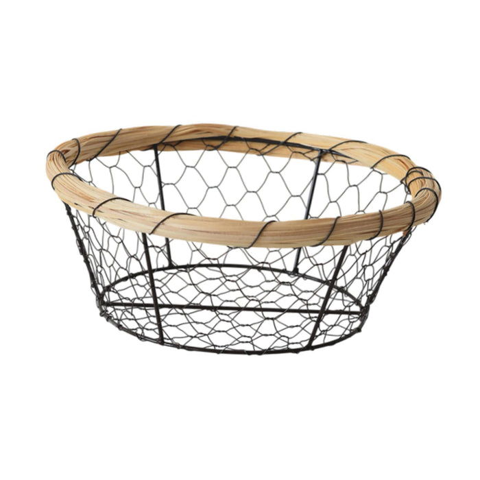 Crofta Iron Wire Woven Basket Fruit Holder for Dining Table Cabinet Kitchen Counter 25cmx9.5cm