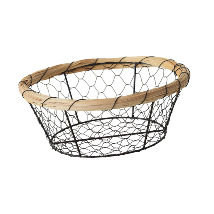 Crofta Iron Wire Woven Basket Fruit Holder for Dining Table Cabinet Kitchen Counter 25cmx9.5cm