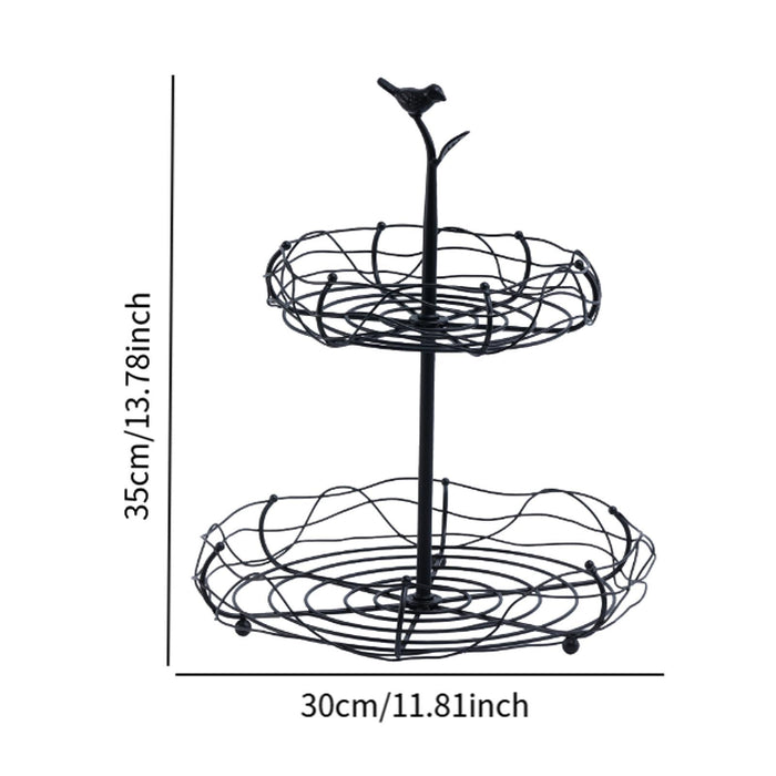 Crofta Layered Vegetable Fruit Wire Basket Stand Detachable Tray for Counter Sturdy 2 Tiers