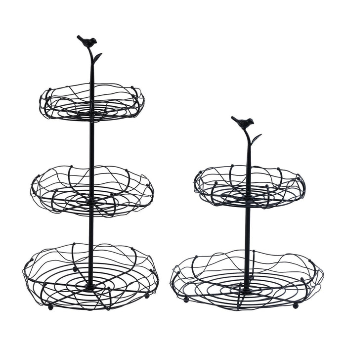 Crofta Layered Vegetable Fruit Wire Basket Stand Detachable Tray for Counter Sturdy 2 Tiers