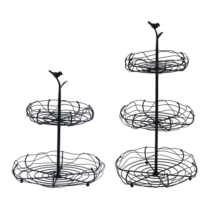 Crofta Layered Vegetable Fruit Wire Basket Stand Detachable Tray for Counter Sturdy 2 Tiers