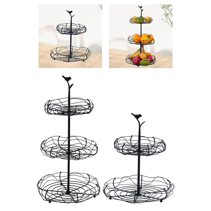 Crofta Layered Vegetable Fruit Wire Basket Stand Detachable Tray for Counter Sturdy 2 Tiers