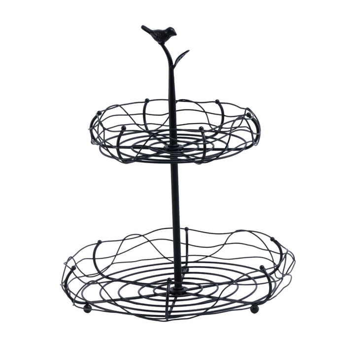 Crofta Layered Vegetable Fruit Wire Basket Stand Detachable Tray for Counter Sturdy 2 Tiers