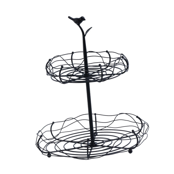 Crofta Layered Vegetable Fruit Wire Basket Stand Detachable Tray for Counter Sturdy 2 Tiers