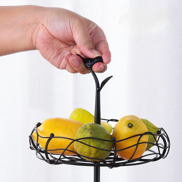 Crofta Layered Vegetable Fruit Wire Basket Stand Detachable Tray for Counter Sturdy 2 Tiers