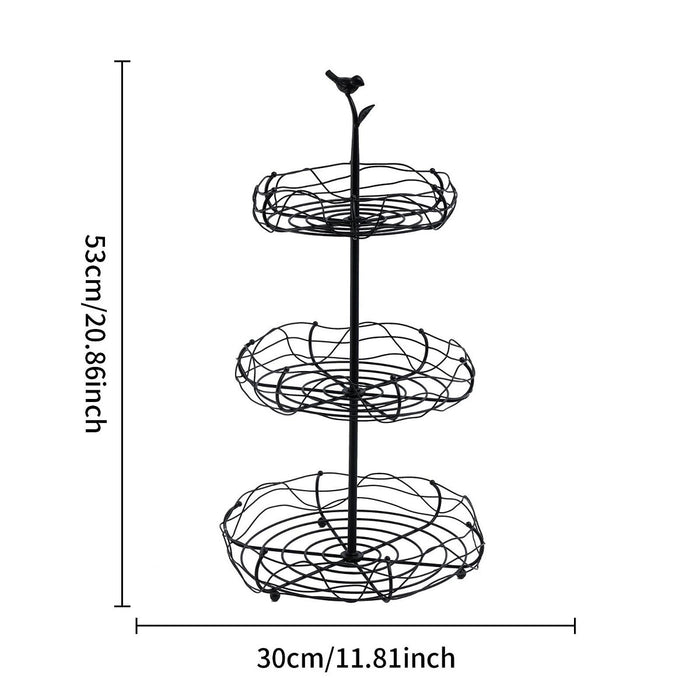 Crofta Layered Vegetable Fruit Wire Basket Stand Detachable Tray for Counter Sturdy 3 Tiers