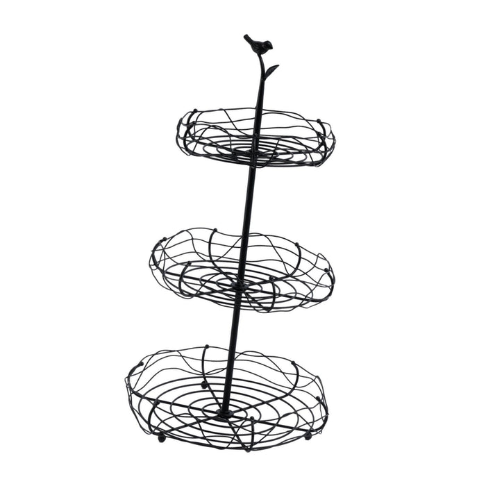 Crofta Layered Vegetable Fruit Wire Basket Stand Detachable Tray for Counter Sturdy 3 Tiers