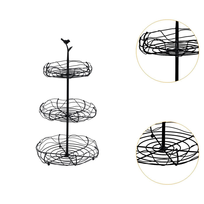 Crofta Layered Vegetable Fruit Wire Basket Stand Detachable Tray for Counter Sturdy 3 Tiers