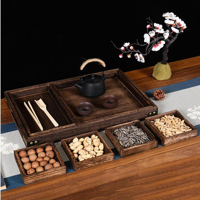 Crofta Wood Serving Tray Snacks Plate Snack Tray for Tea Coffee Table Decor Wedding Square S