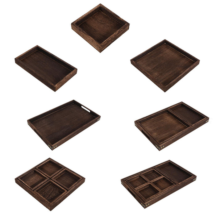 Crofta Wood Serving Tray Snacks Plate Snack Tray for Tea Coffee Table Decor Wedding Square S