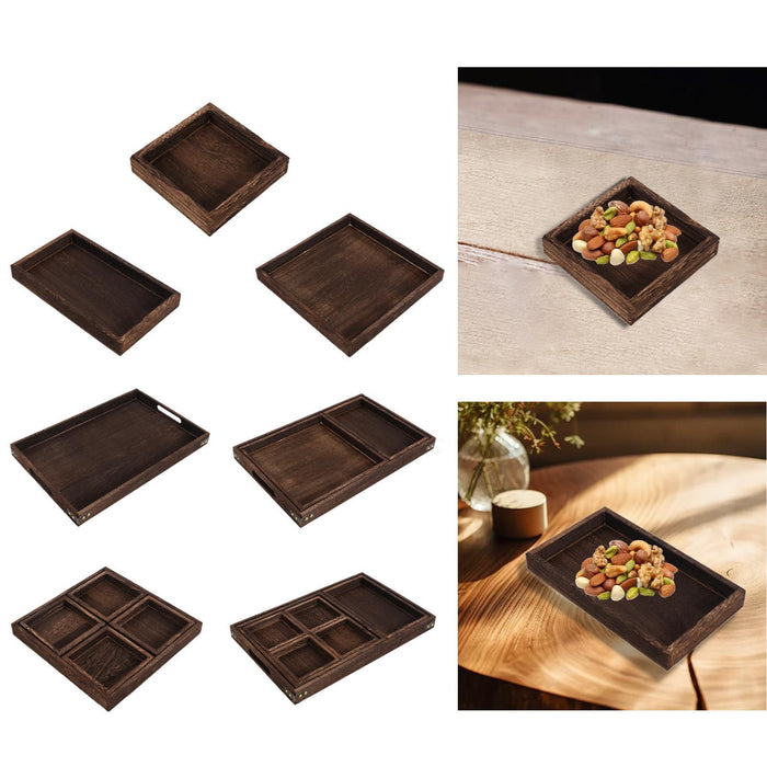 Crofta Wood Serving Tray Snacks Plate Snack Tray for Tea Coffee Table Decor Wedding Square S