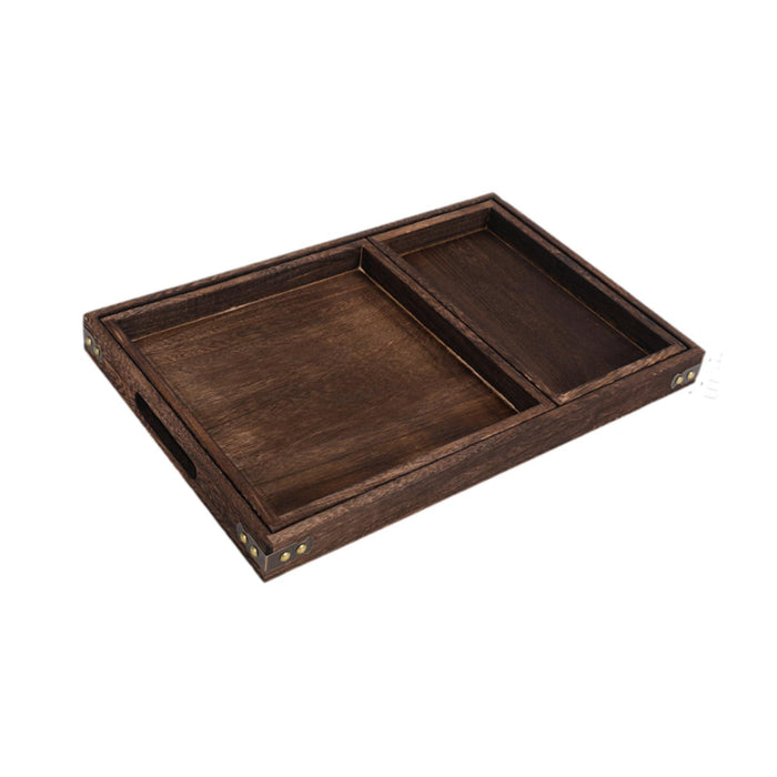 Crofta Wood Serving Tray Snacks Plate Snack Tray for Tea Coffee Table Decor Wedding 3Pcs