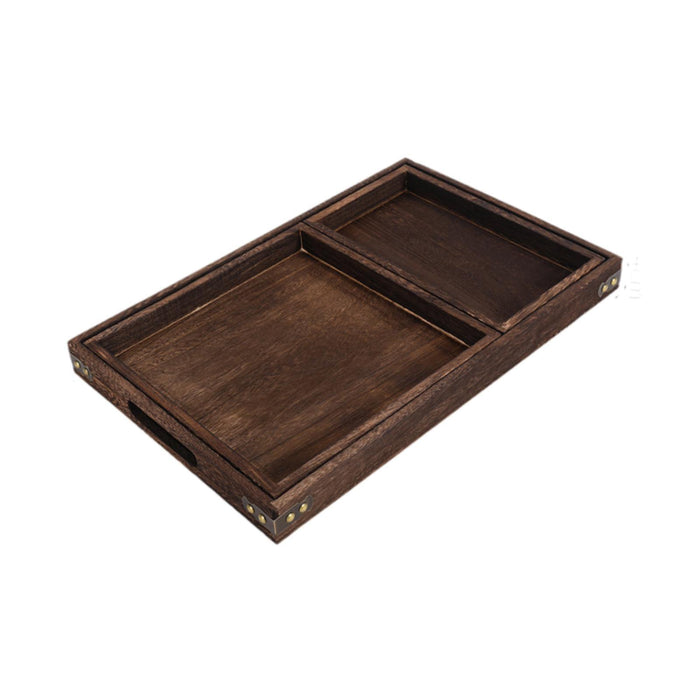 Crofta Wood Serving Tray Snacks Plate Snack Tray for Tea Coffee Table Decor Wedding 3Pcs