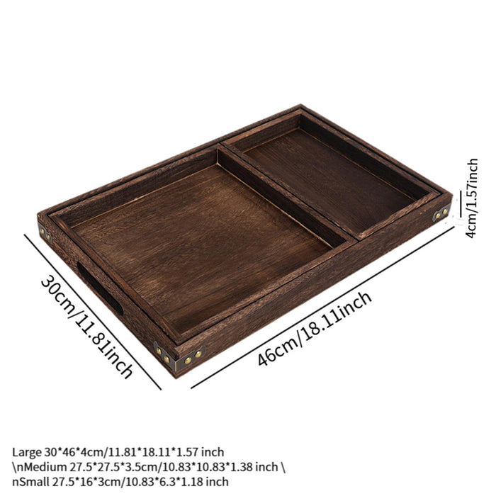 Crofta Wood Serving Tray Snacks Plate Snack Tray for Tea Coffee Table Decor Wedding 3Pcs