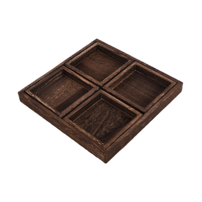 Crofta Wood Serving Tray Snacks Plate Snack Tray for Tea Coffee Table Decor Wedding 5Pcs