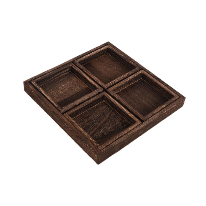 Crofta Wood Serving Tray Snacks Plate Snack Tray for Tea Coffee Table Decor Wedding 5Pcs