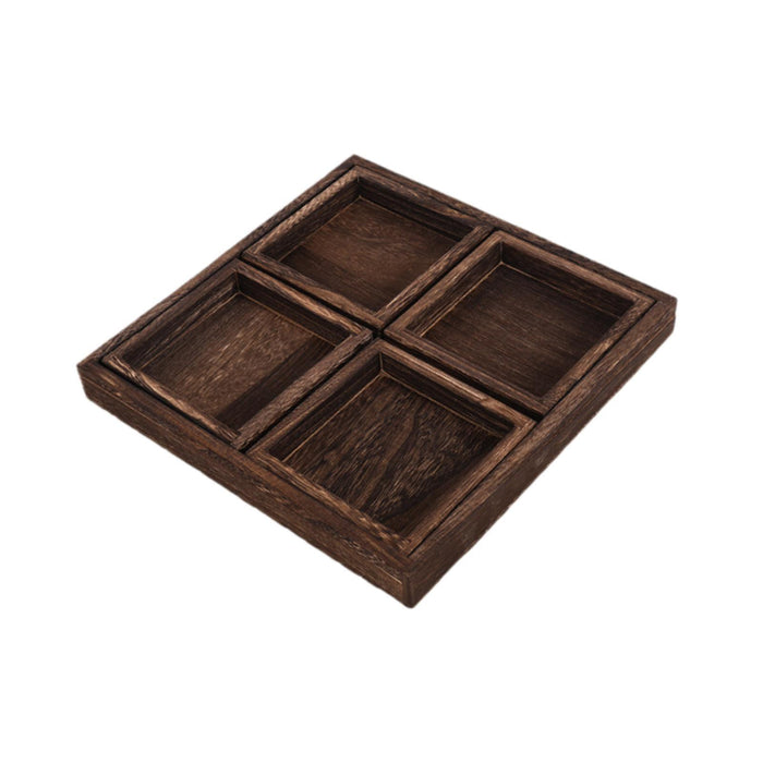 Crofta Wood Serving Tray Snacks Plate Snack Tray for Tea Coffee Table Decor Wedding 5Pcs