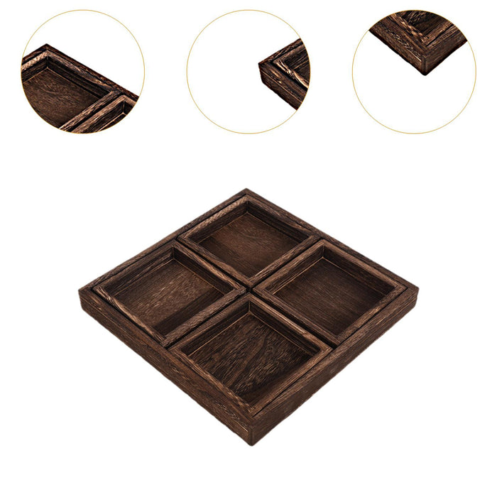 Crofta Wood Serving Tray Snacks Plate Snack Tray for Tea Coffee Table Decor Wedding 5Pcs