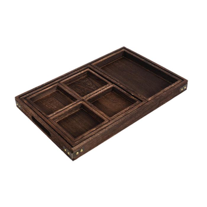 Crofta Wood Serving Tray Snacks Plate Snack Tray for Tea Coffee Table Decor Wedding 7Pcs