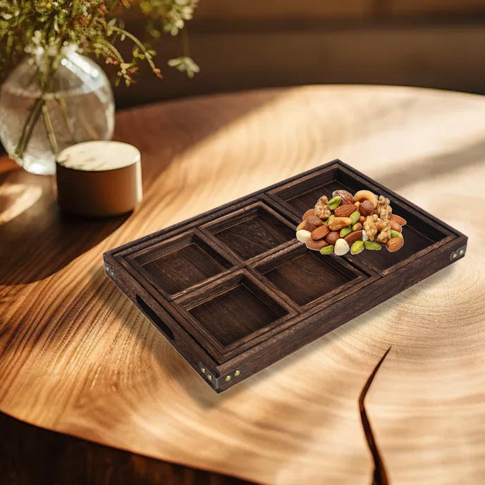 Crofta Wood Serving Tray Snacks Plate Snack Tray for Tea Coffee Table Decor Wedding 7Pcs