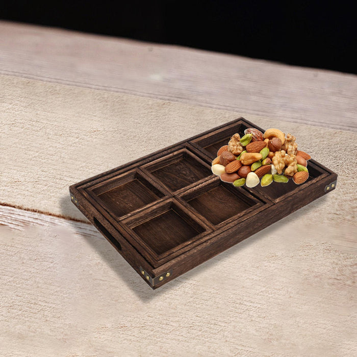 Crofta Wood Serving Tray Snacks Plate Snack Tray for Tea Coffee Table Decor Wedding 7Pcs