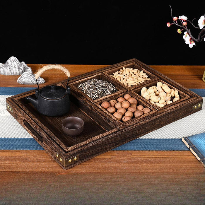 Crofta Wood Serving Tray Snacks Plate Snack Tray for Tea Coffee Table Decor Wedding 7Pcs