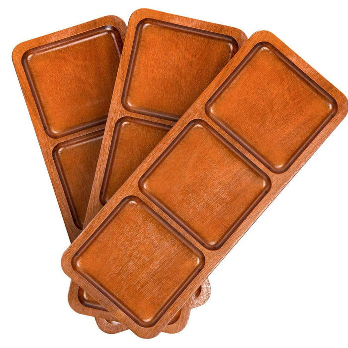 Crofta 3 Pieces Wood Divided Serving Tray Serving Board for Snacks Fruit Home Decor