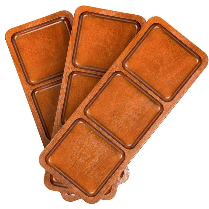 Crofta 3 Pieces Wood Divided Serving Tray Serving Board for Snacks Fruit Home Decor